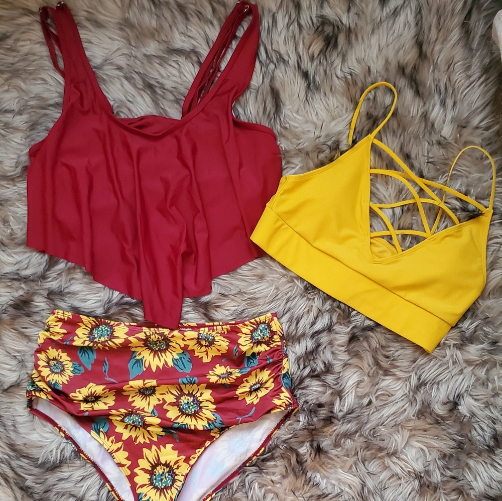 High waisted tankini with extra top
